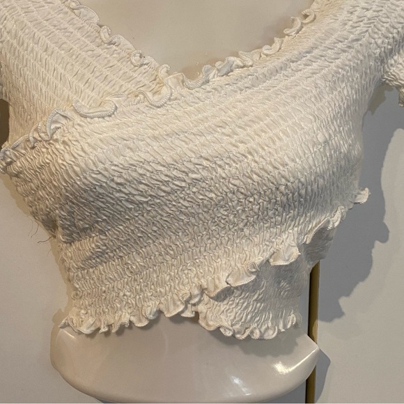 Heart and Hips Off White Criss Cross Stretchy Crop Top Size S NWT - Picture 5 of 16